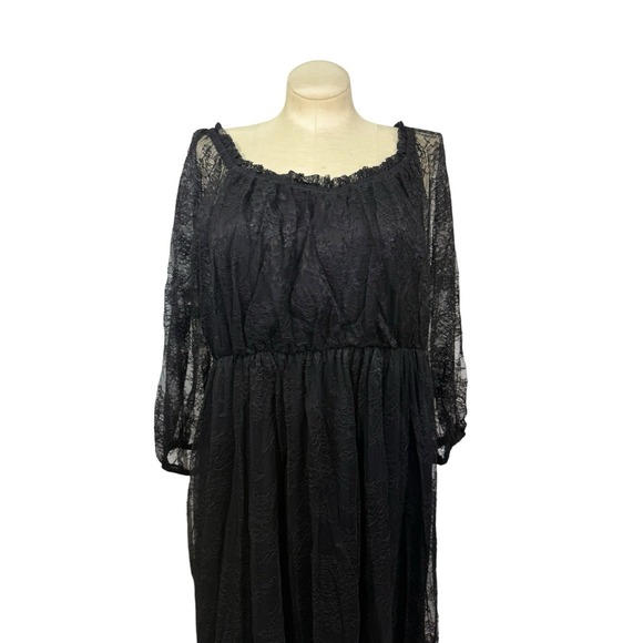 Women's Lane Bryant 18/20 Black Lace Dress Sheer Sleeves Romantic Boho Gothic - Picture 2 of 8